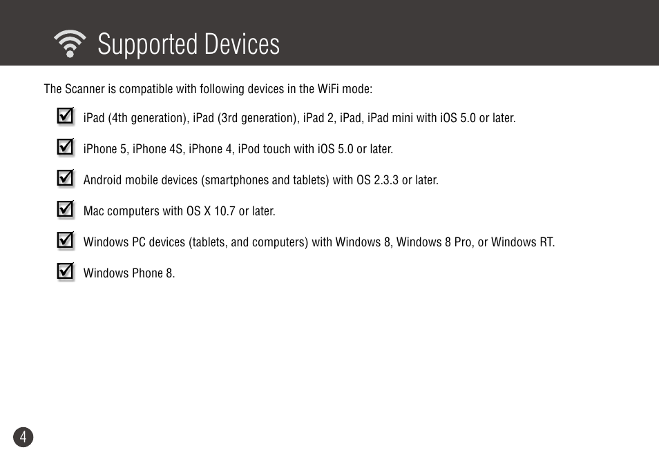 Supported devices | Digiframe DF-SCWF08w User Manual | Page 4 / 20