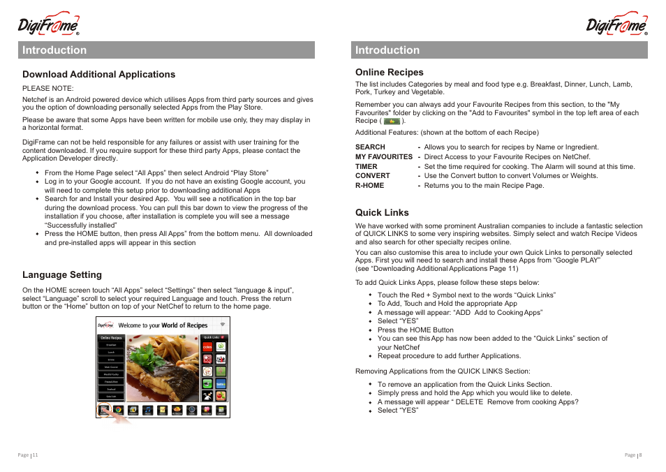 Т³гж 9, Introduction | Digiframe DFNC3805r User Manual | Page 9 / 10