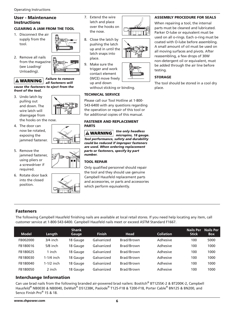 Campbell Hausfeld CHN10210 User Manual | Page 6 / 24