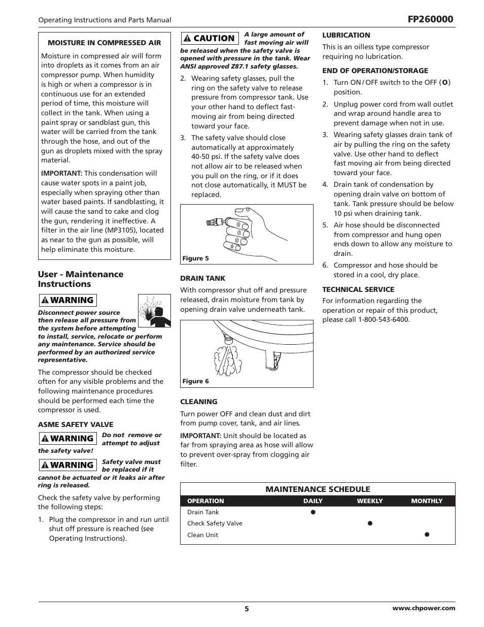 User - maintenance instructions | Campbell Hausfeld IN632700AV User Manual | Page 5 / 32