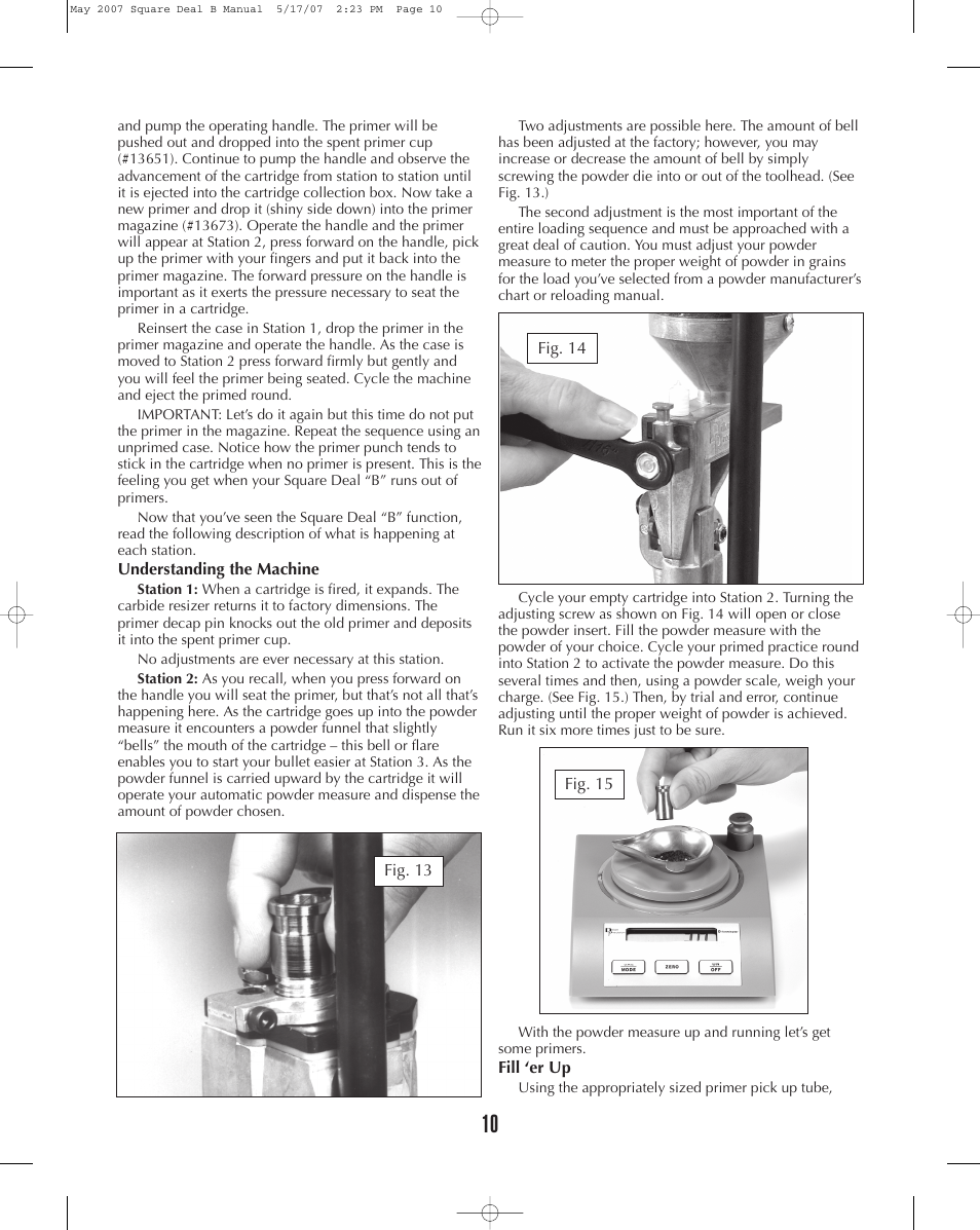 Dillon Precision Square Deal 'B' User Manual | Page 10 / 16