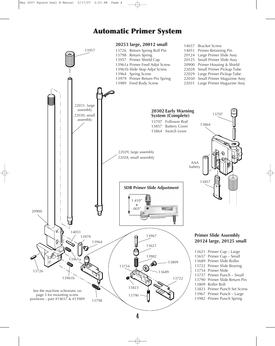 Automatic primer system | Dillon Precision Square Deal 'B' User Manual | Page 4 / 16