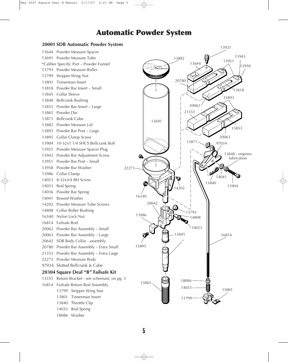 Automatic powder system | Dillon Precision Square Deal 'B' User Manual | Page 5 / 16