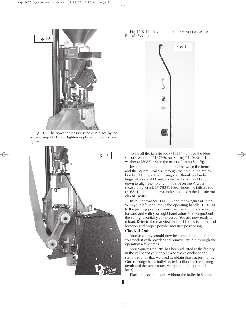 Dillon Precision Square Deal 'B' User Manual | Page 9 / 16