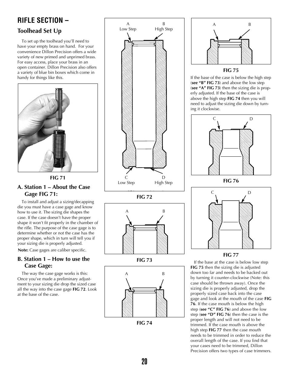 Toolhead set up | Dillon Precision XL 650 User Manual | Page 19 / 59