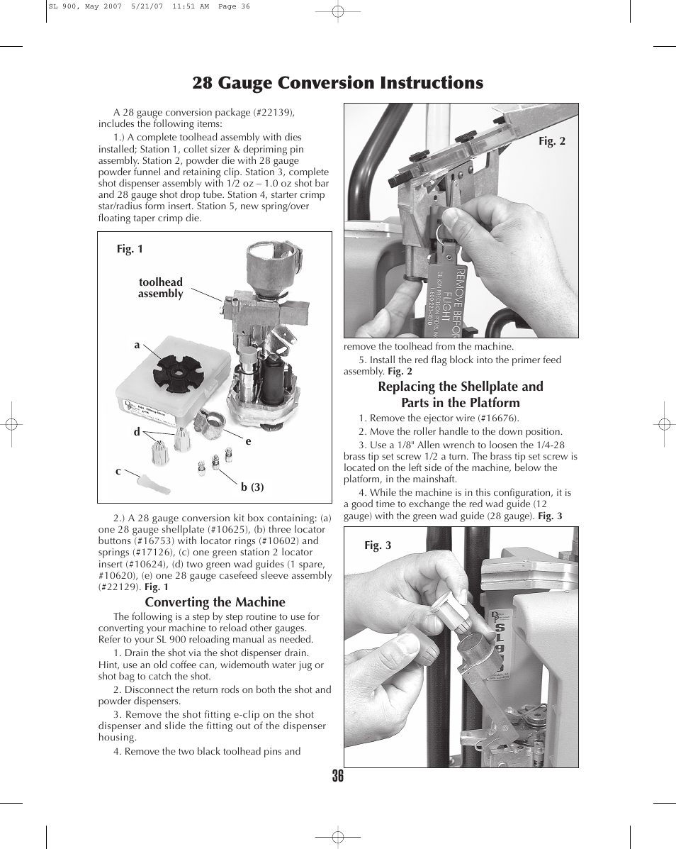 28 gauge conversion instructions | Dillon Precision SL 900 User Manual | Page 36 / 50
