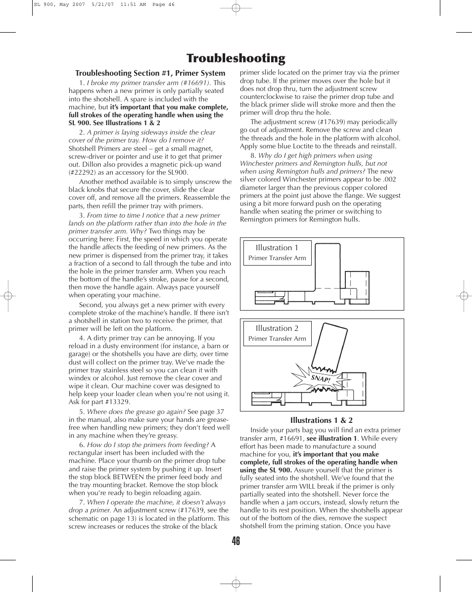 Troubleshooting | Dillon Precision SL 900 User Manual | Page 46 / 50