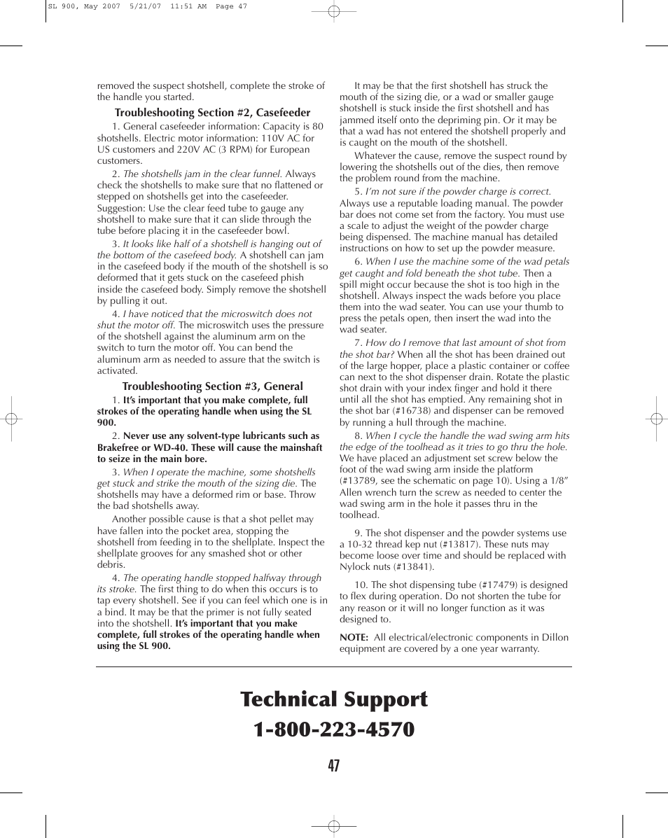 Dillon Precision SL 900 User Manual | Page 47 / 50