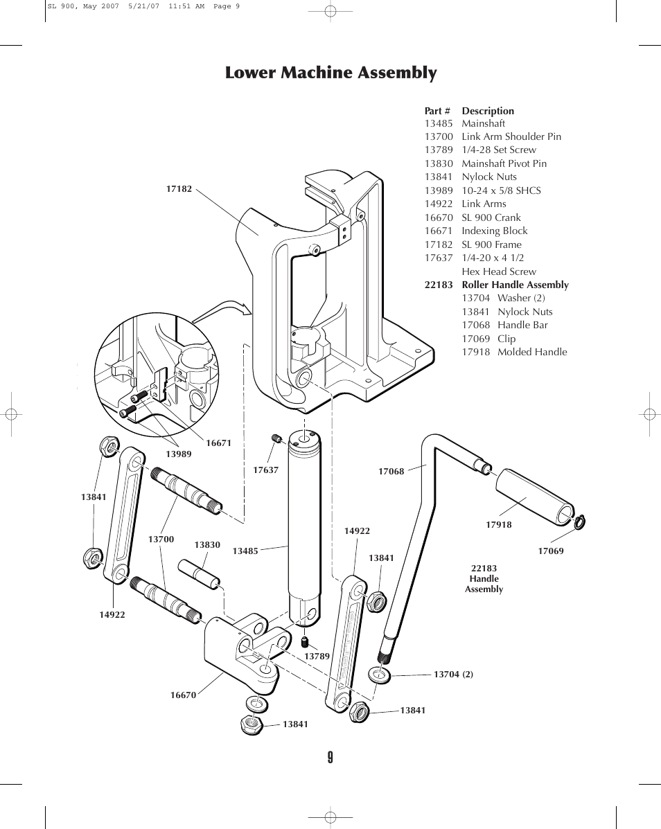Lower machine assembly | Dillon Precision SL 900 User Manual | Page 9 / 50
