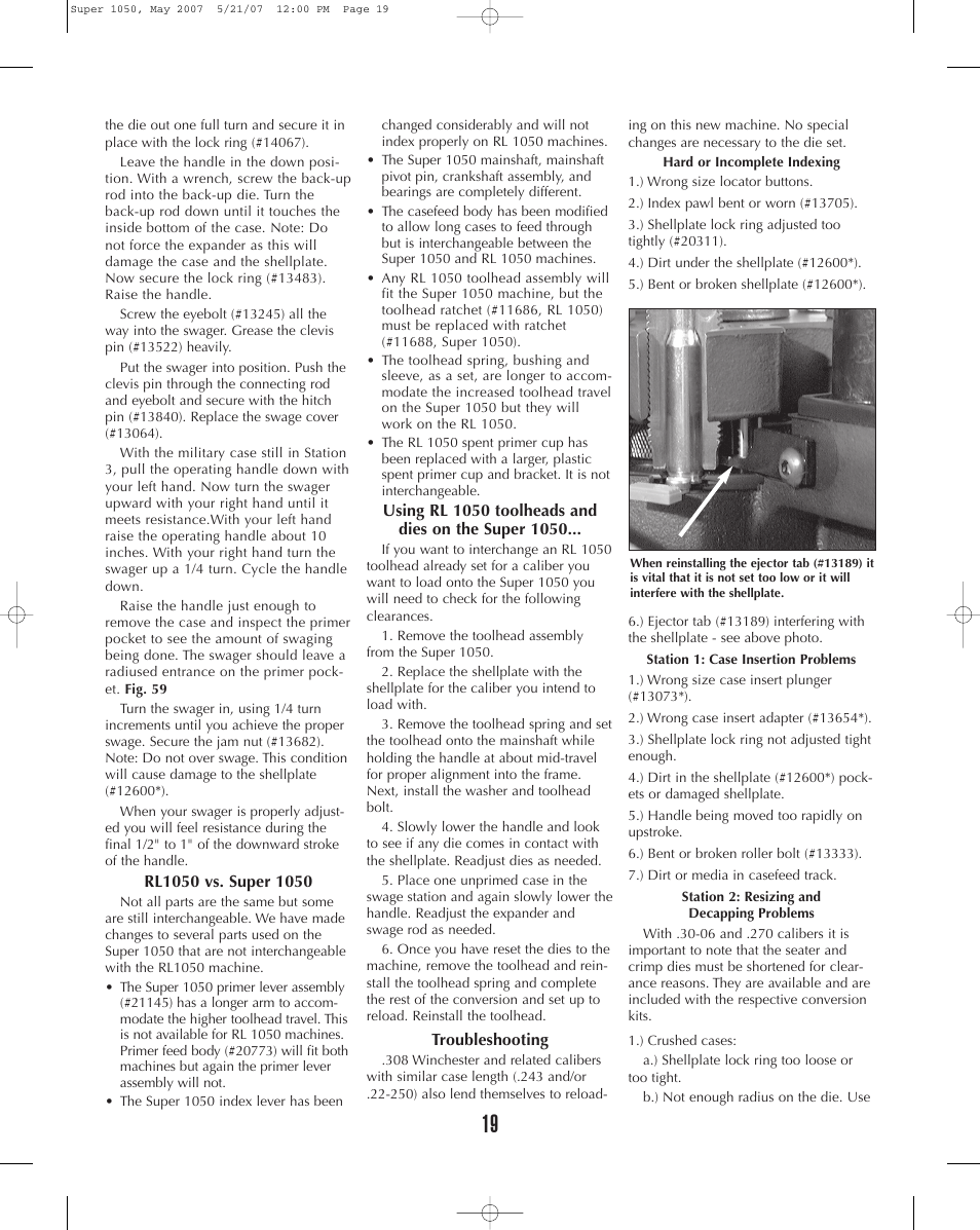 Dillon Precision Super 1050 User Manual | Page 19 / 32