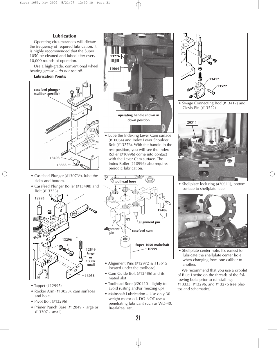 Dillon Precision Super 1050 User Manual | Page 21 / 32