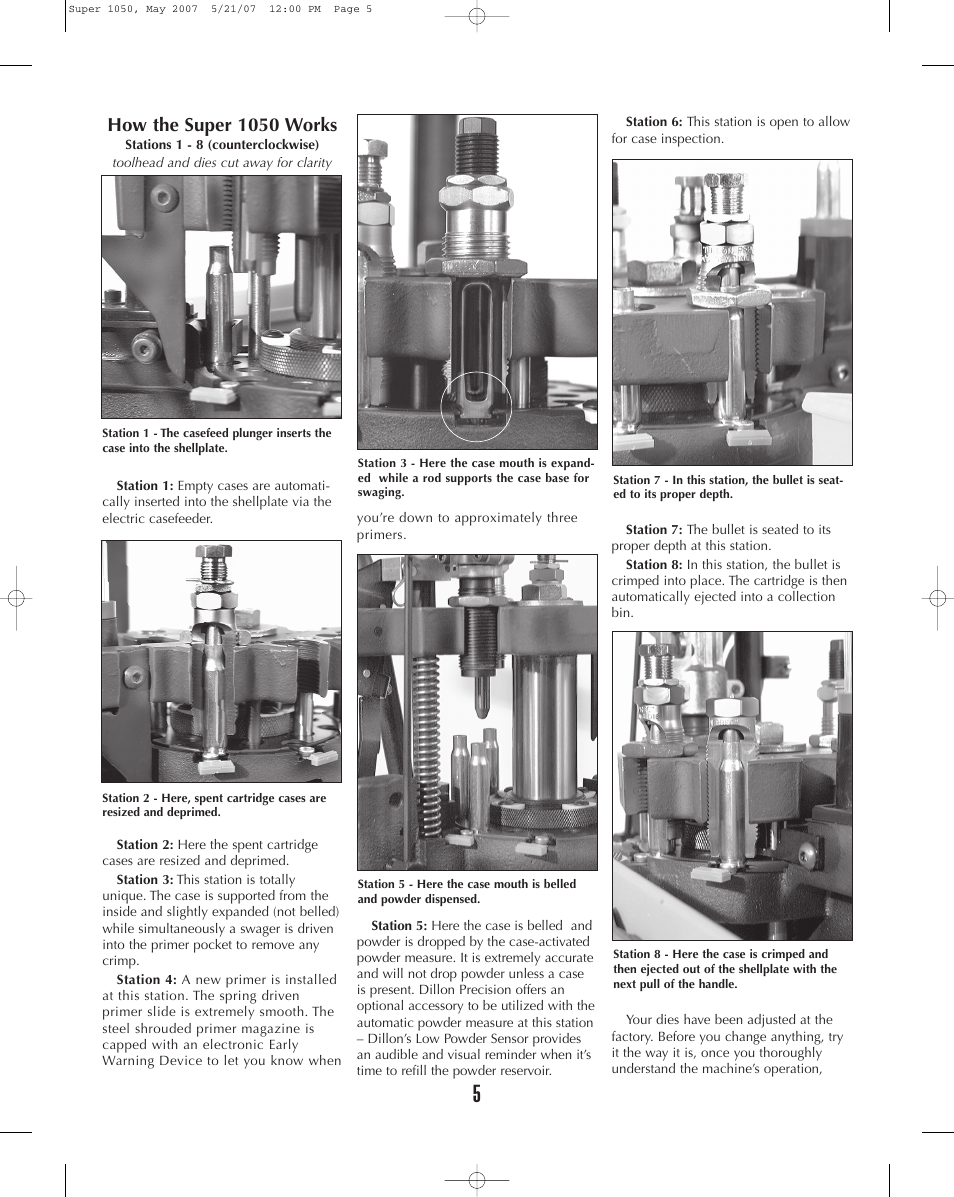 How the super 1050 works | Dillon Precision Super 1050 User Manual | Page 5 / 32