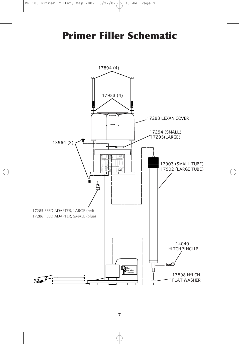 Primer filler schematic | Dillon Precision RF 100 User Manual | Page 7 / 8