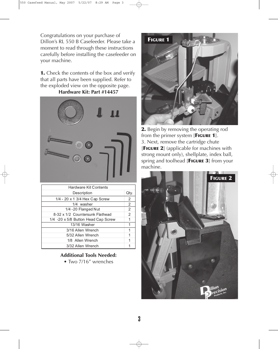 Dillon Precision RL 550 Casefeed User Manual | Page 3 / 17