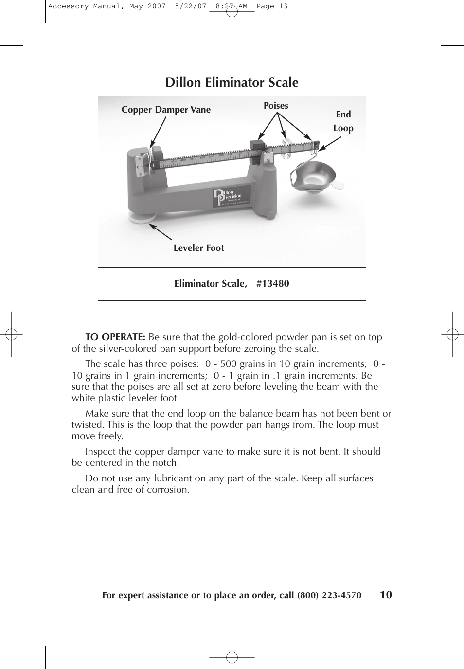 Dillon eliminator scale | Dillon Precision Case Preparation Tools User Manual | Page 12 / 15