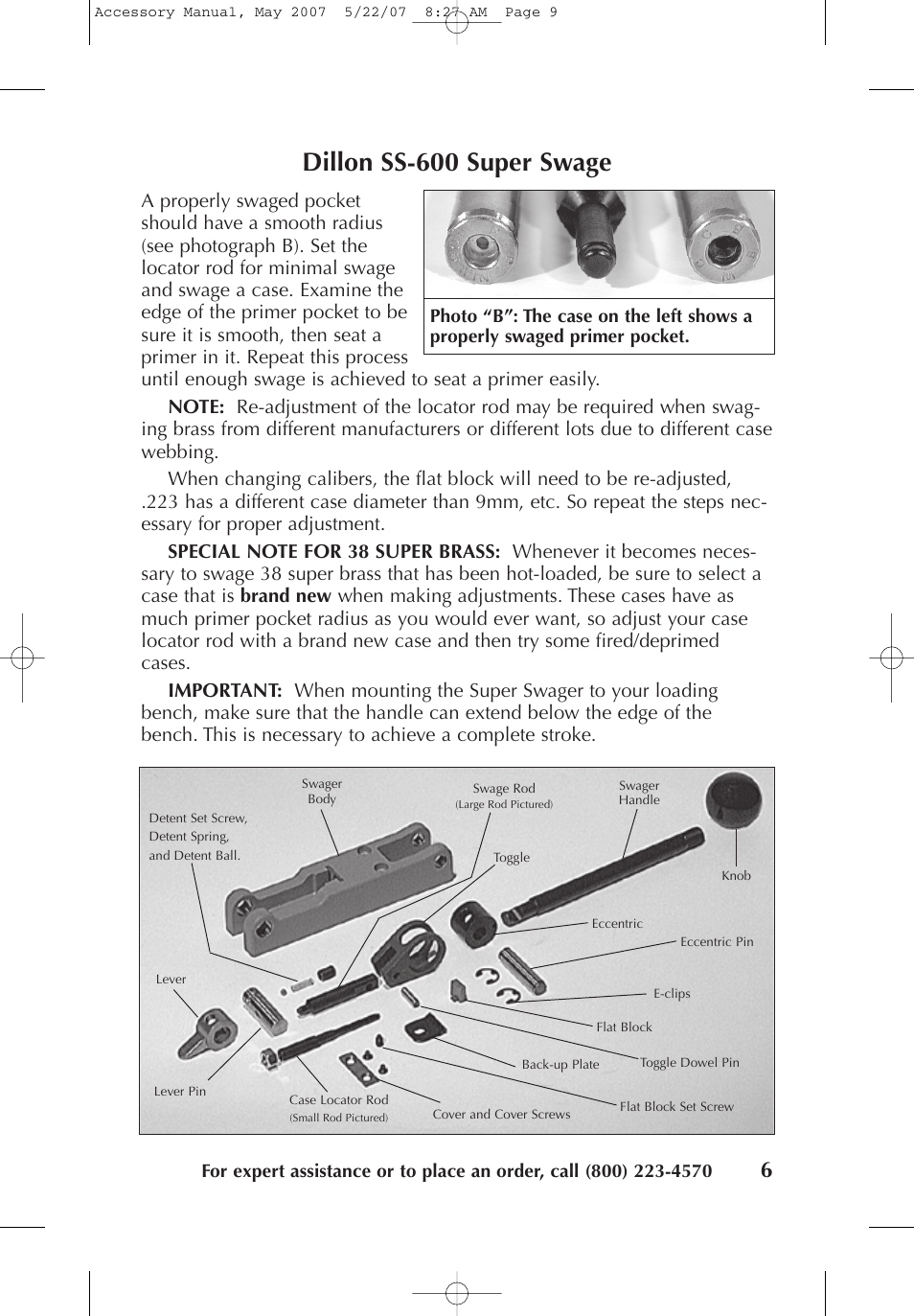 Dillon ss-600 super swage | Dillon Precision Case Preparation Tools User Manual | Page 8 / 15