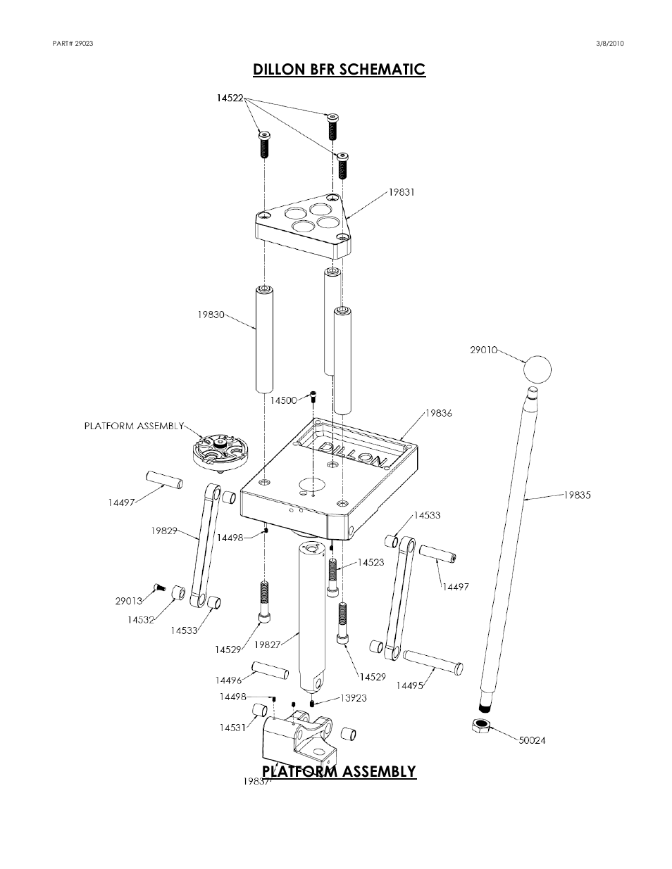 Dillon bfr schematic, Platform assembly | Dillon Precision Big-Fifty User Manual | Page 15 / 17