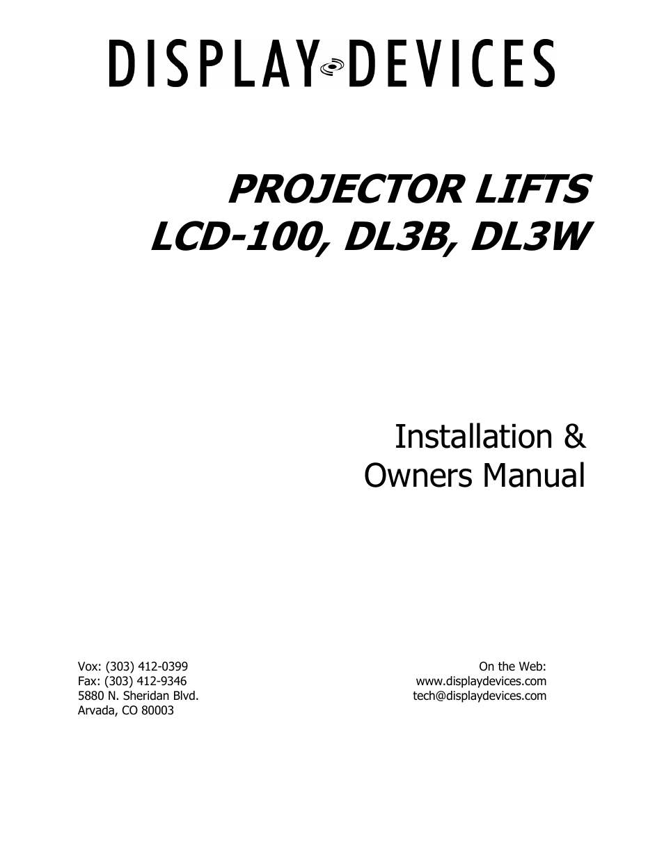 Display Devices Lifts up up 400 lbs User Manual | 33 pages