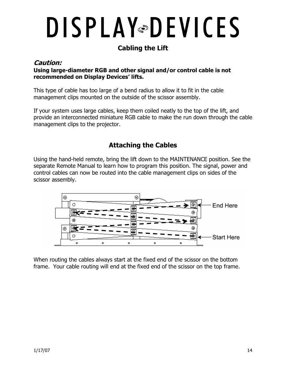 Caution | Display Devices Lifts up up 400 lbs User Manual | Page 14 / 33