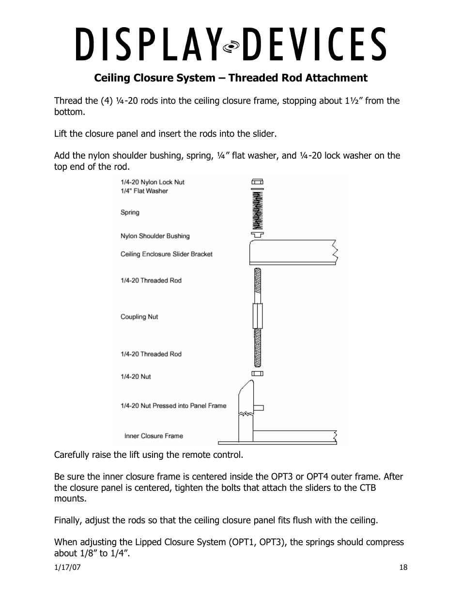 Display Devices Lifts up up 400 lbs User Manual | Page 18 / 33