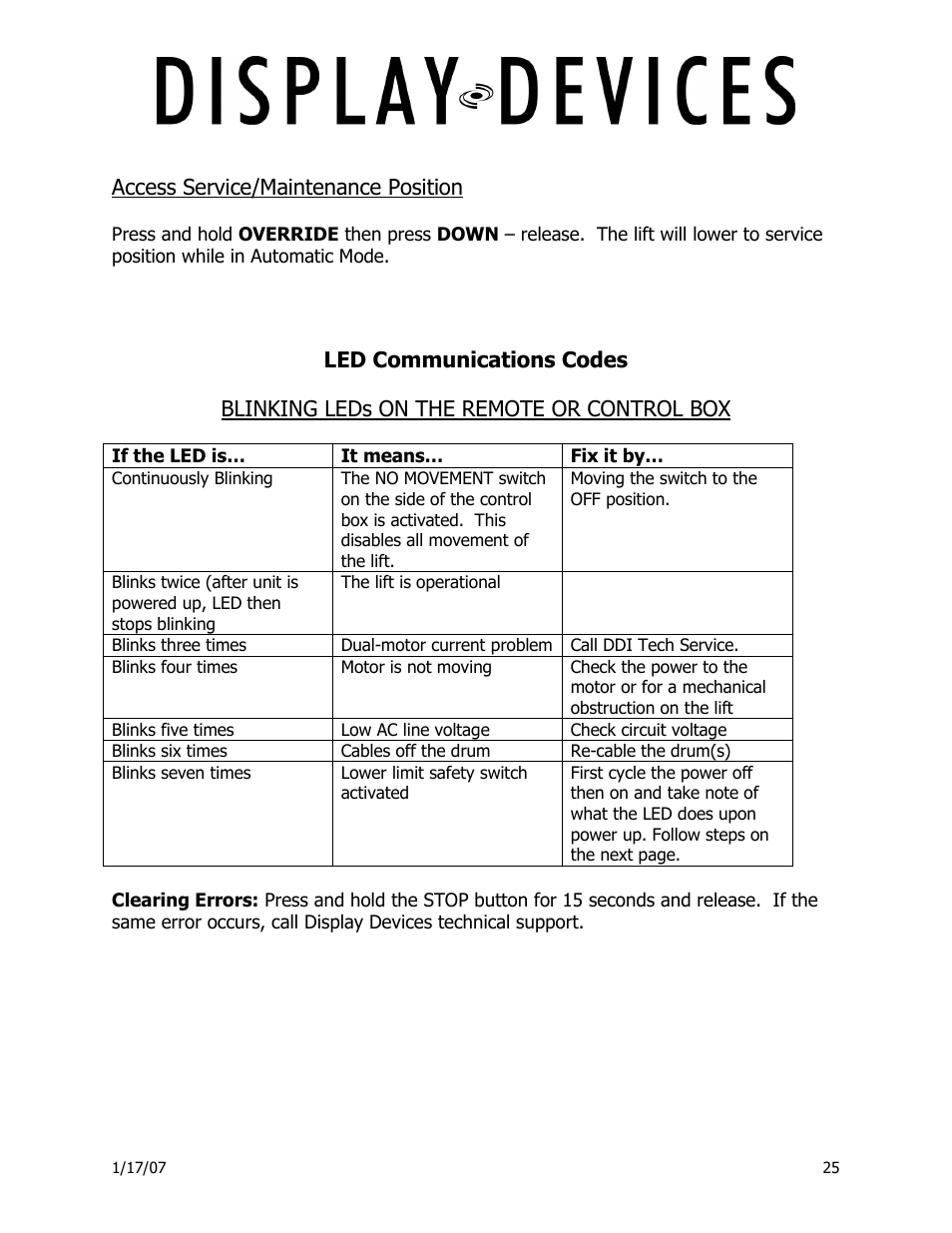 Display Devices Lifts up up 400 lbs User Manual | Page 25 / 33