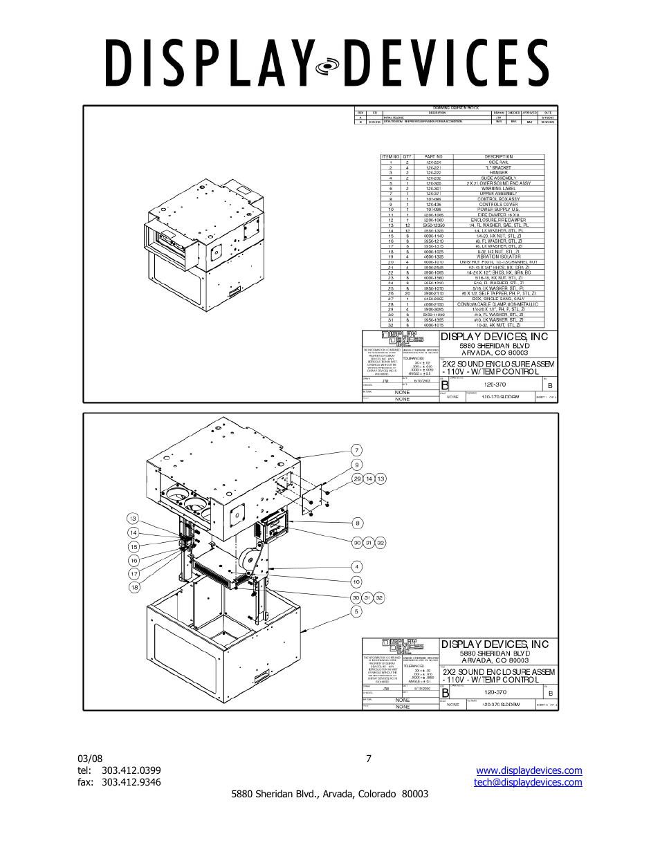 Display Devices SE-B1 Series Projector Sound Enclosure User Manual | Page 7 / 8