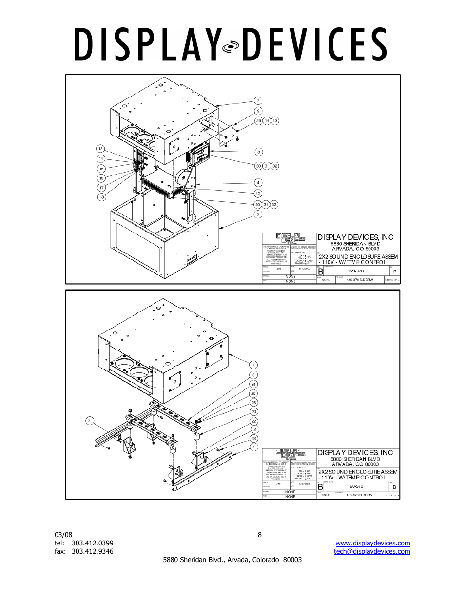 Display Devices SE-B1 Series Projector Sound Enclosure User Manual | Page 8 / 8