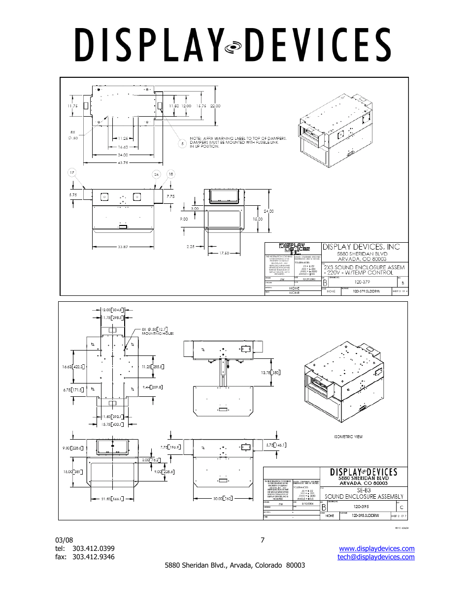 Display Devices SE-BXL Series Projector Sound Enclosure User Manual | Page 7 / 8