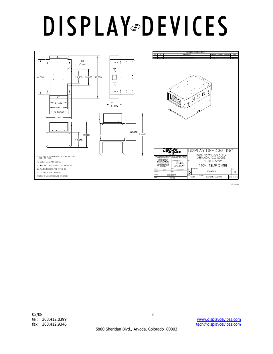 Display Devices SE-BXL Series Projector Sound Enclosure User Manual | Page 8 / 8