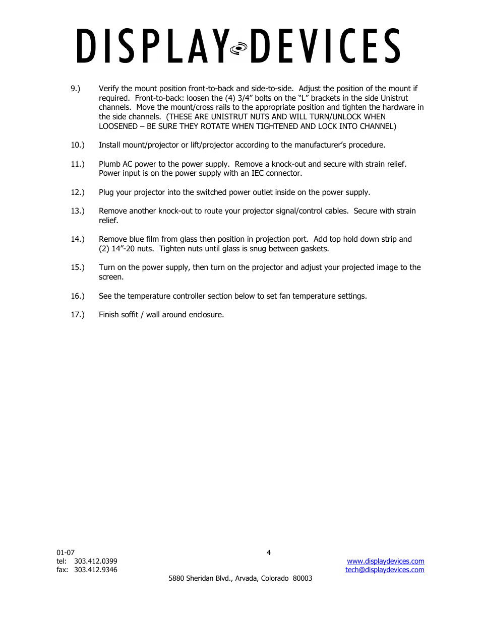 Display Devices SE-B6-10 Soffit Series User Manual | Page 4 / 8