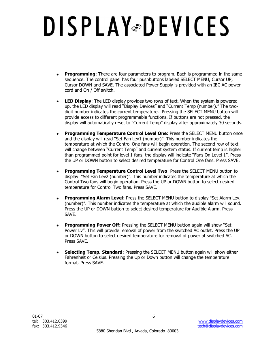 Display Devices SE-B6-10 Soffit Series User Manual | Page 6 / 8