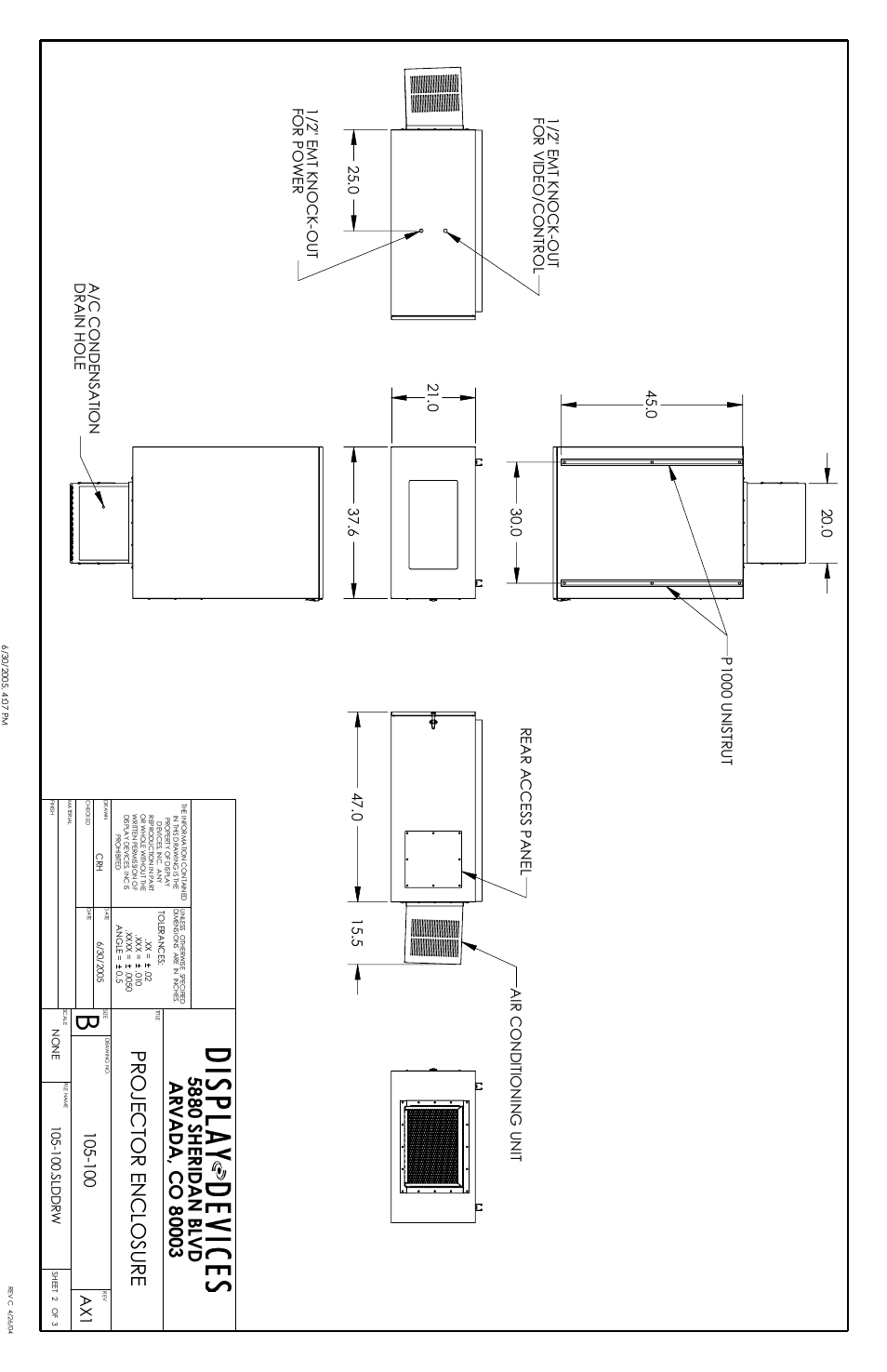 Project o r en clos u re | Display Devices PJE Outdoor Projector Enclosures User Manual | Page 7 / 9