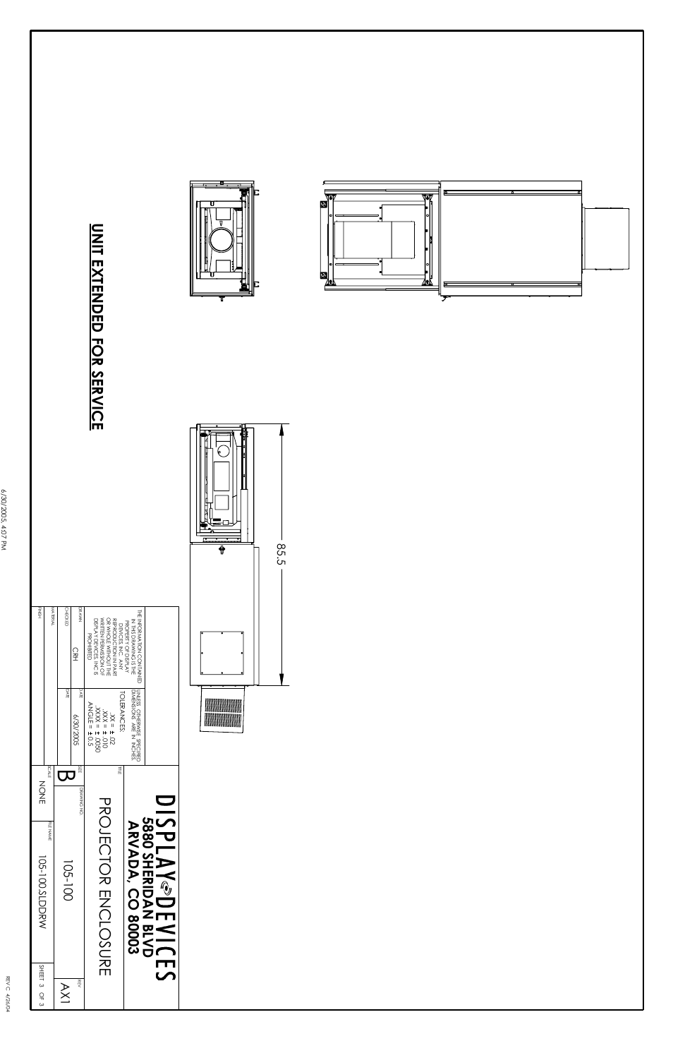 Project o r en clos u re, Unit extended for service | Display Devices PJE Outdoor Projector Enclosures User Manual | Page 8 / 9