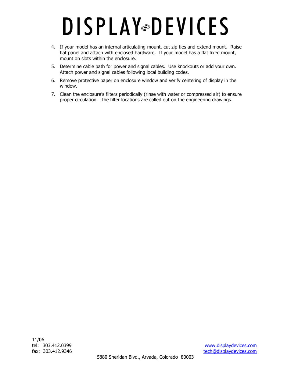 Display Devices Outdoor Enclosures User Manual | Page 2 / 3