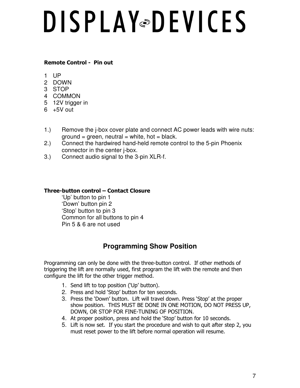 Display Devices ML-2011 Microphone Lifts User Manual | Page 7 / 9