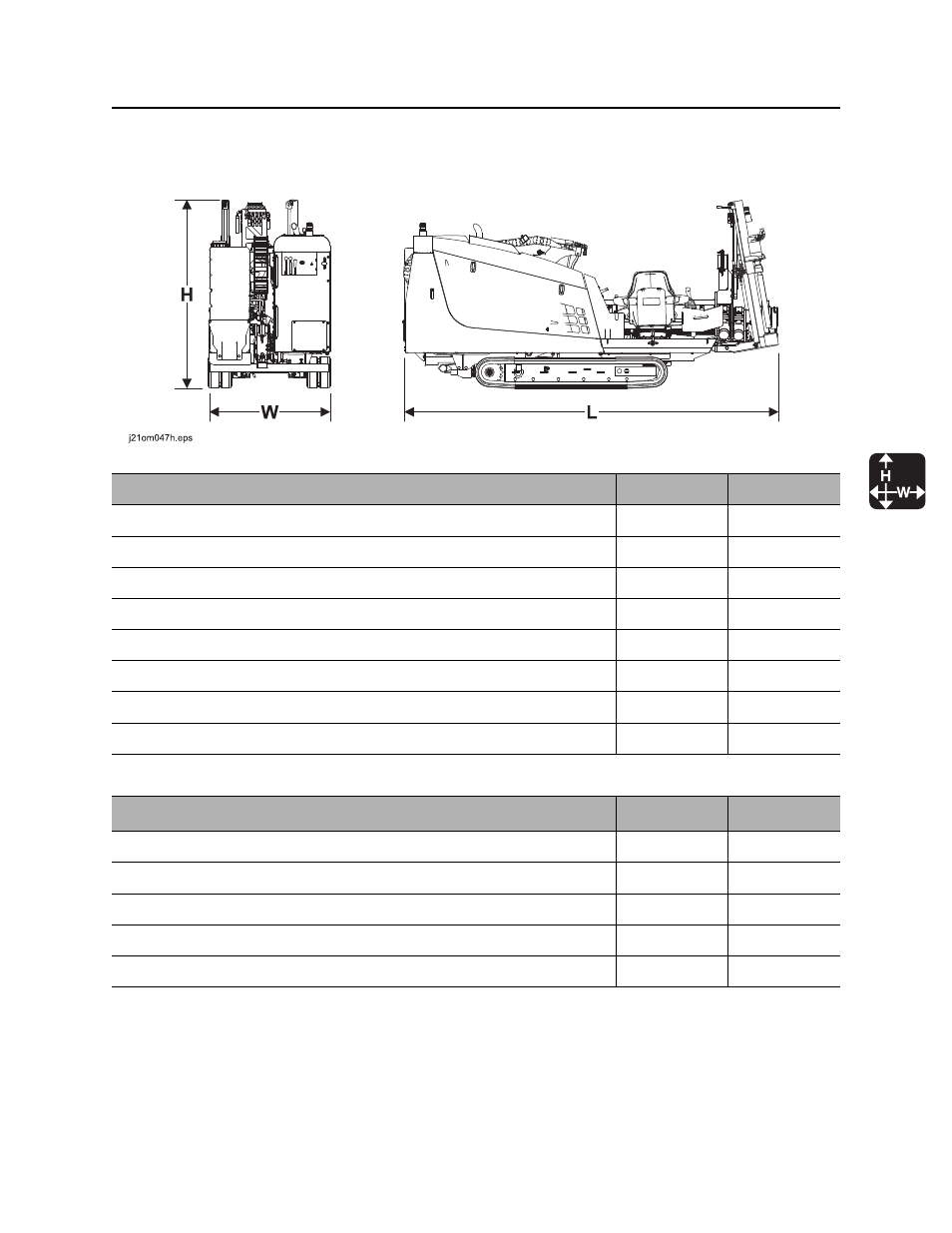 Specifications, Jt9 operator’s manual | Ditch Witch JT9 User Manual | Page 156 / 165