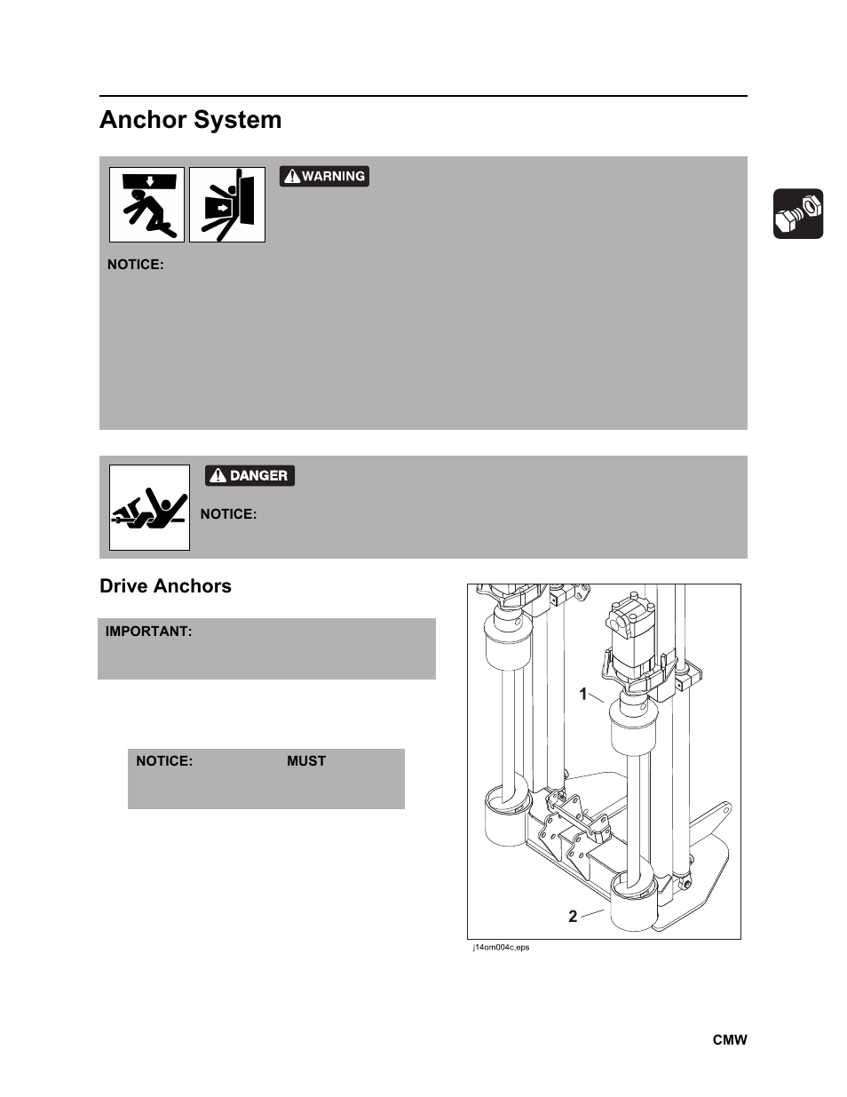 Anchor system, Drive anchors | Ditch Witch JT2020 User Manual | Page 116 / 203