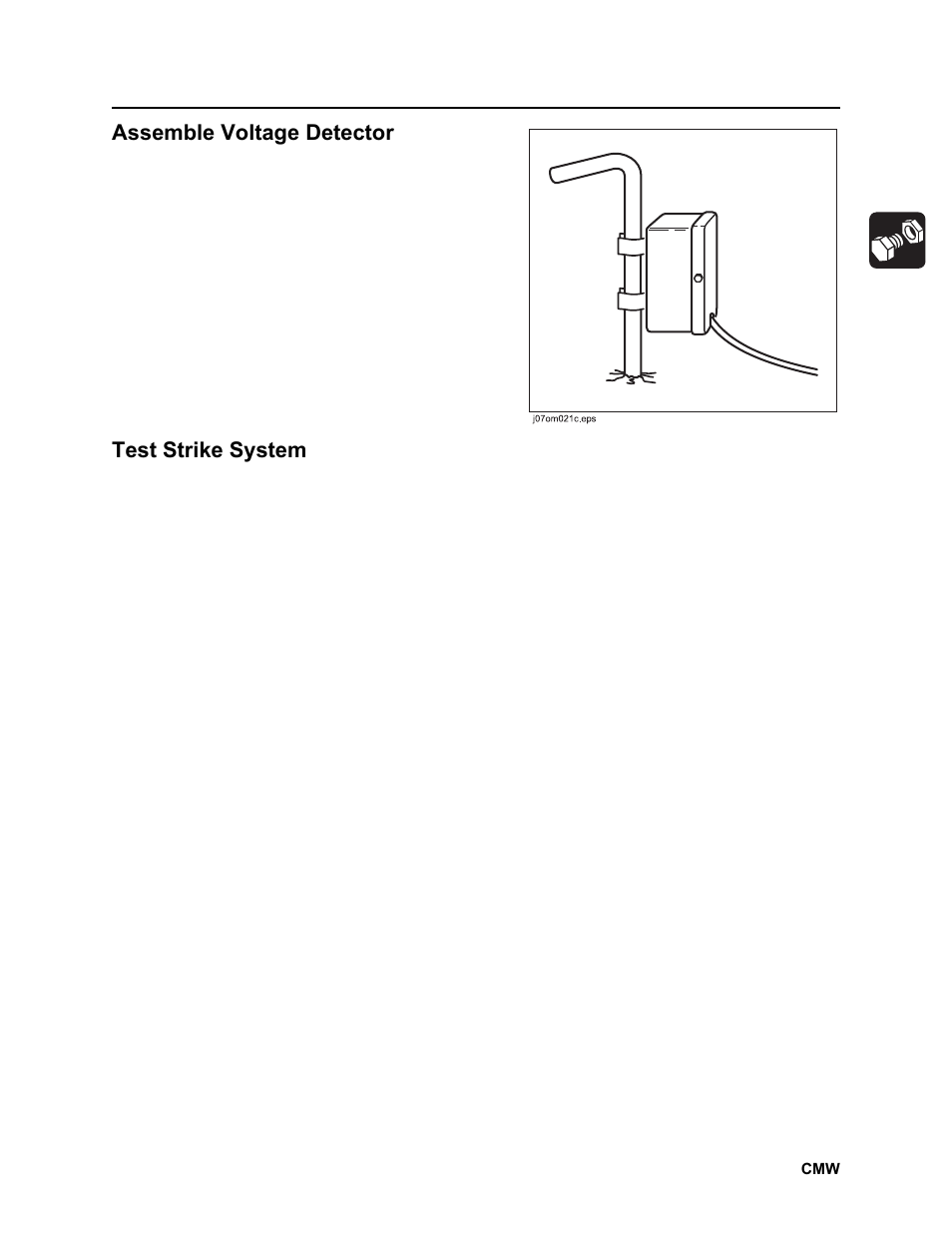 Assemble voltage detector, Test strike system | Ditch Witch JT2020 User Manual | Page 118 / 203