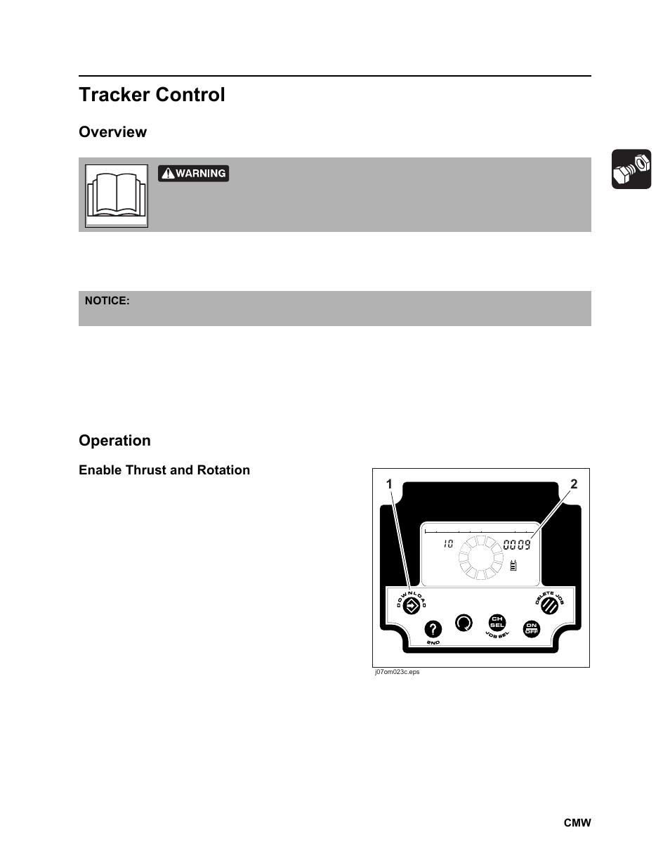 Tracker control, Overview, Operation | Ditch Witch JT2020 User Manual | Page 128 / 203