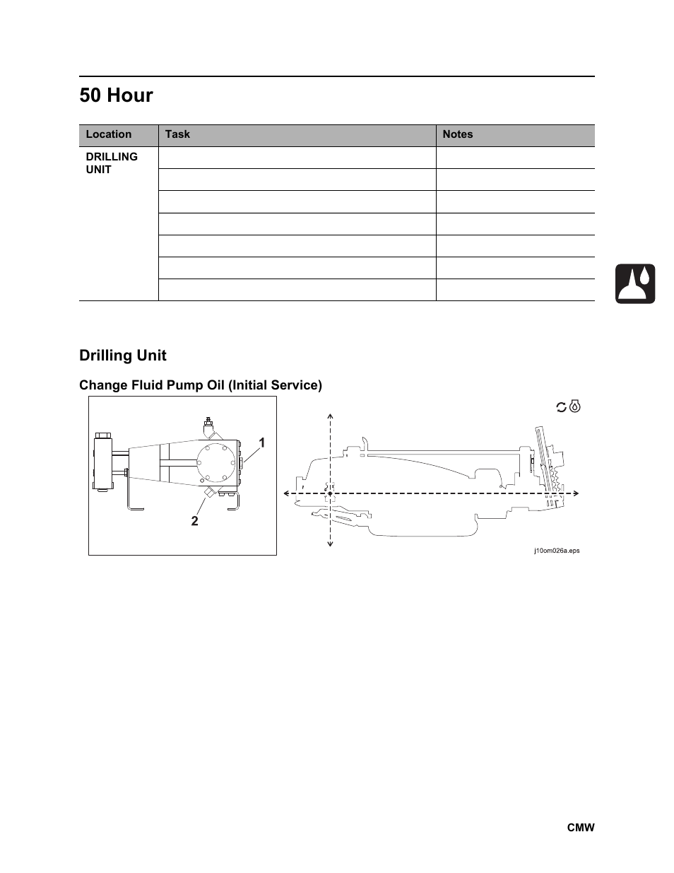 50 hour, Drilling unit | Ditch Witch JT2020 User Manual | Page 174 / 203