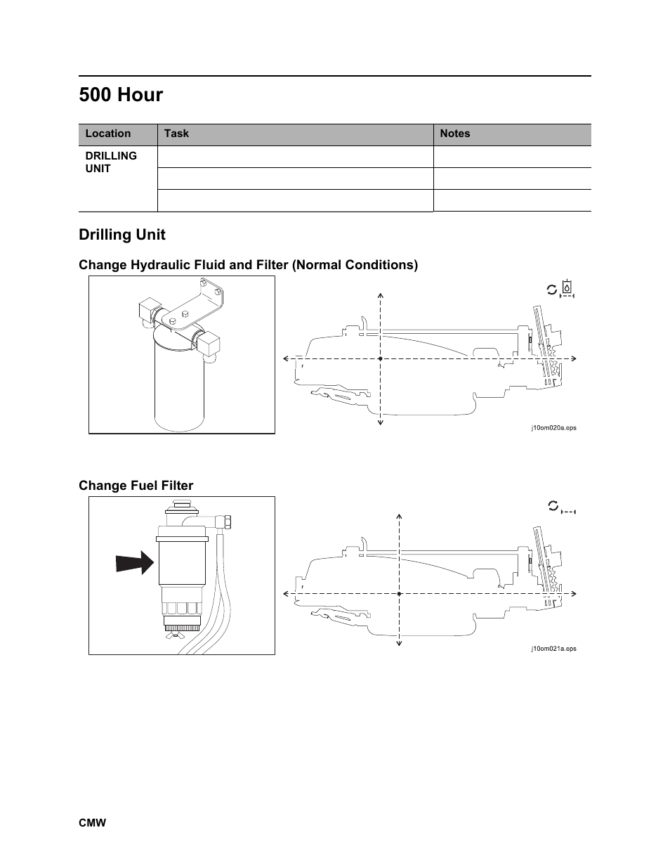 500 hour, Drilling unit | Ditch Witch JT2020 User Manual | Page 179 / 203