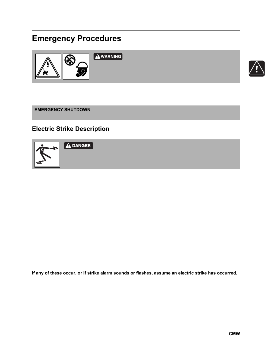 Emergency procedures, Electric strike description | Ditch Witch JT2020 User Manual | Page 18 / 203