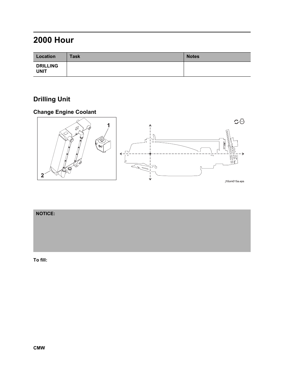 2000 hour, Drilling unit | Ditch Witch JT2020 User Manual | Page 185 / 203