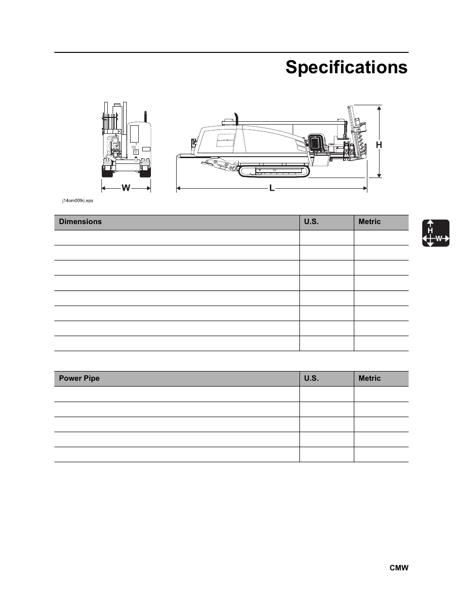 Specifications | Ditch Witch JT2020 User Manual | Page 194 / 203