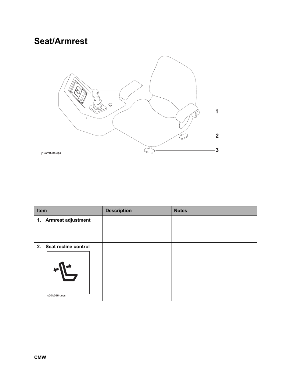 Seat/armrest | Ditch Witch JT2020 User Manual | Page 47 / 203