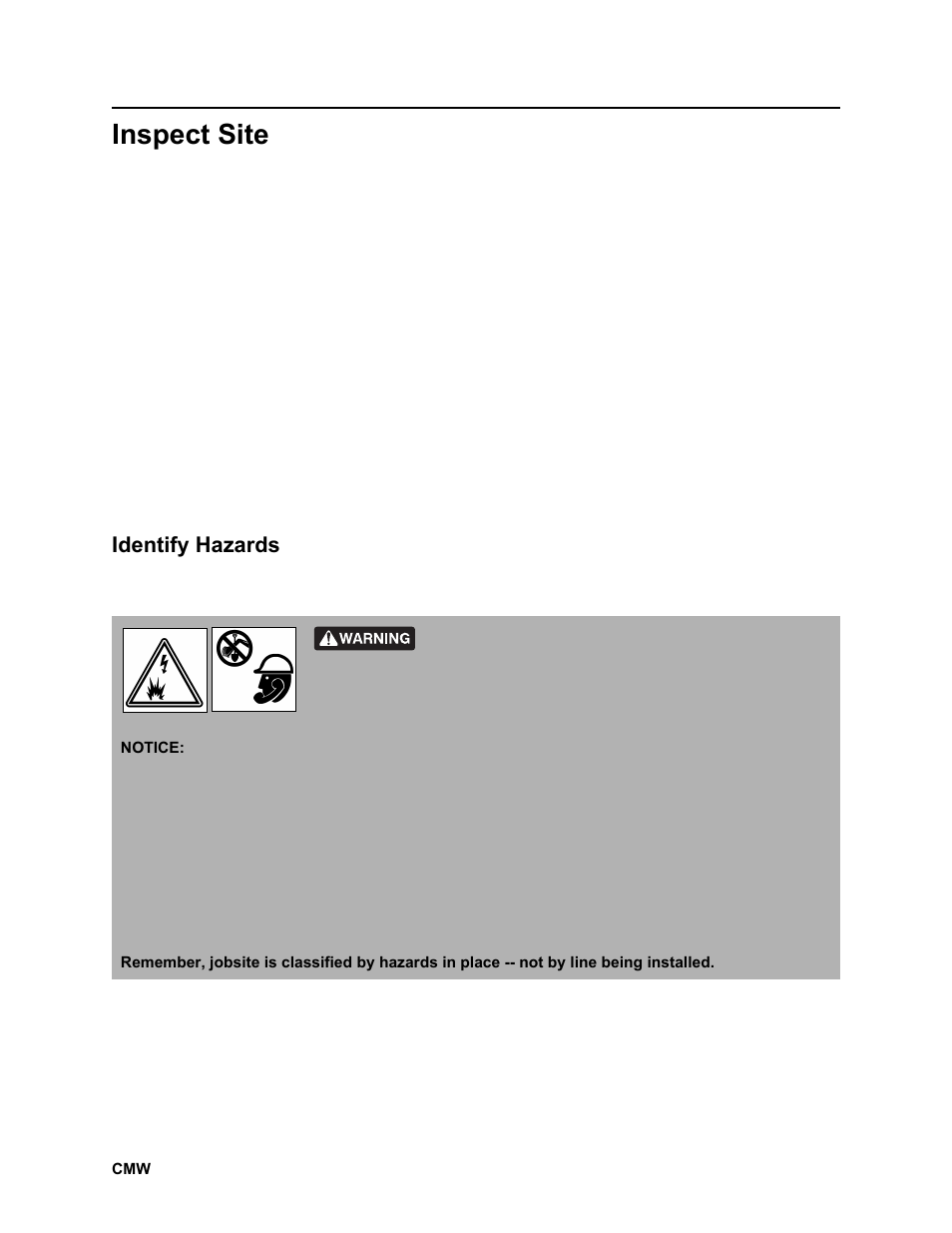 Inspect site, Identify hazards | Ditch Witch JT2020 User Manual | Page 67 / 203