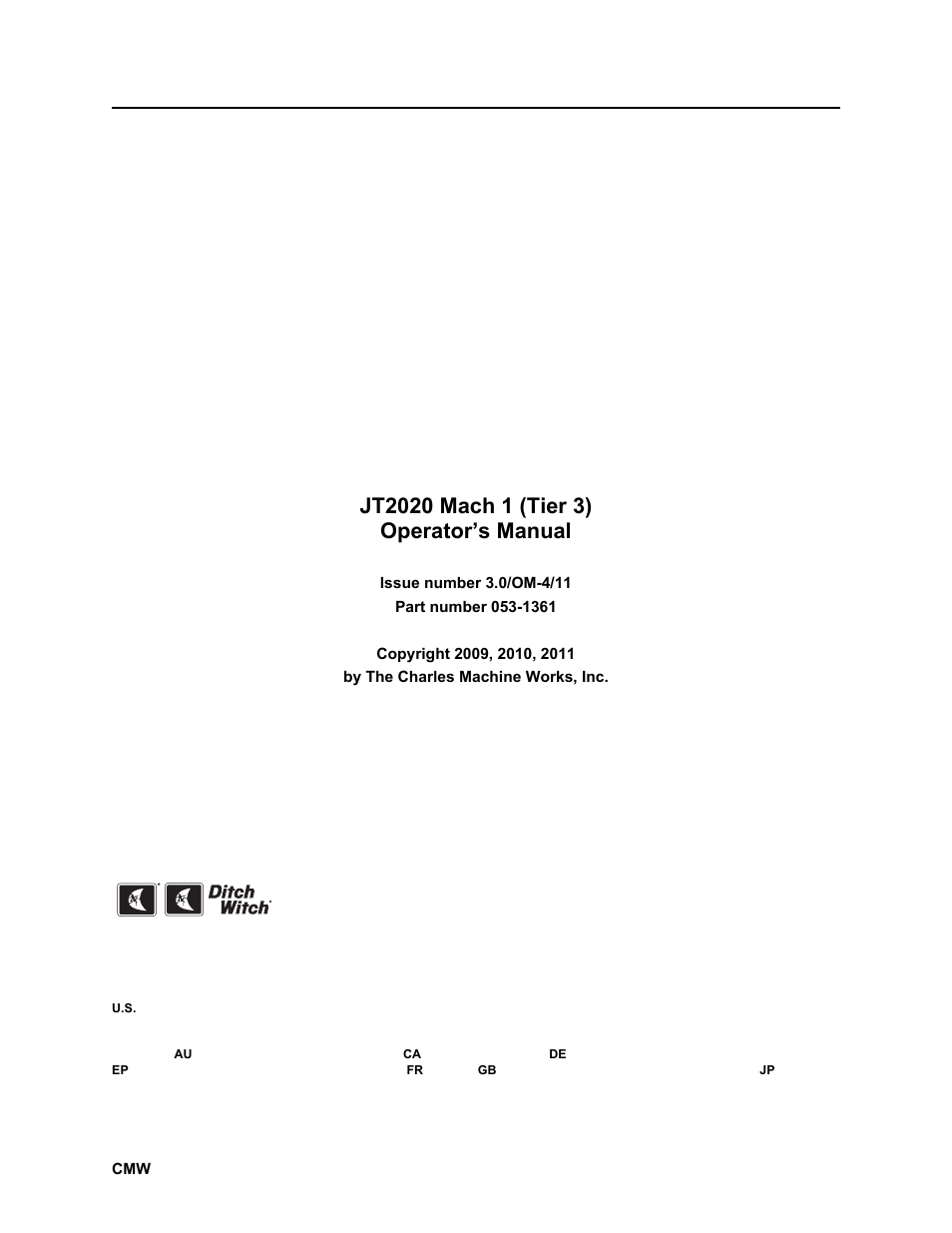 Ditch Witch JT2020 User Manual | Page 9 / 203