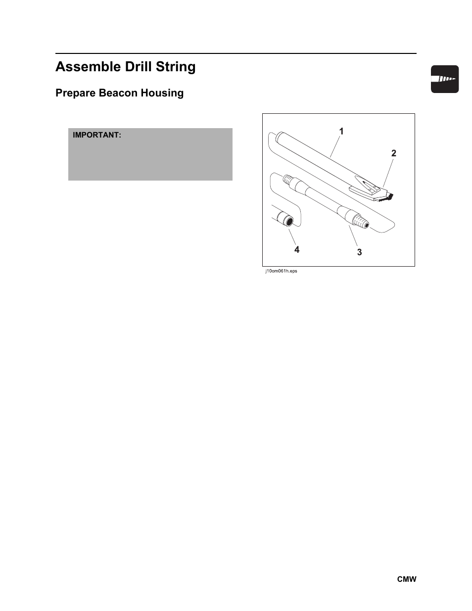 Assemble drill string, Prepare beacon housing | Ditch Witch JT2020 User Manual | Page 98 / 203