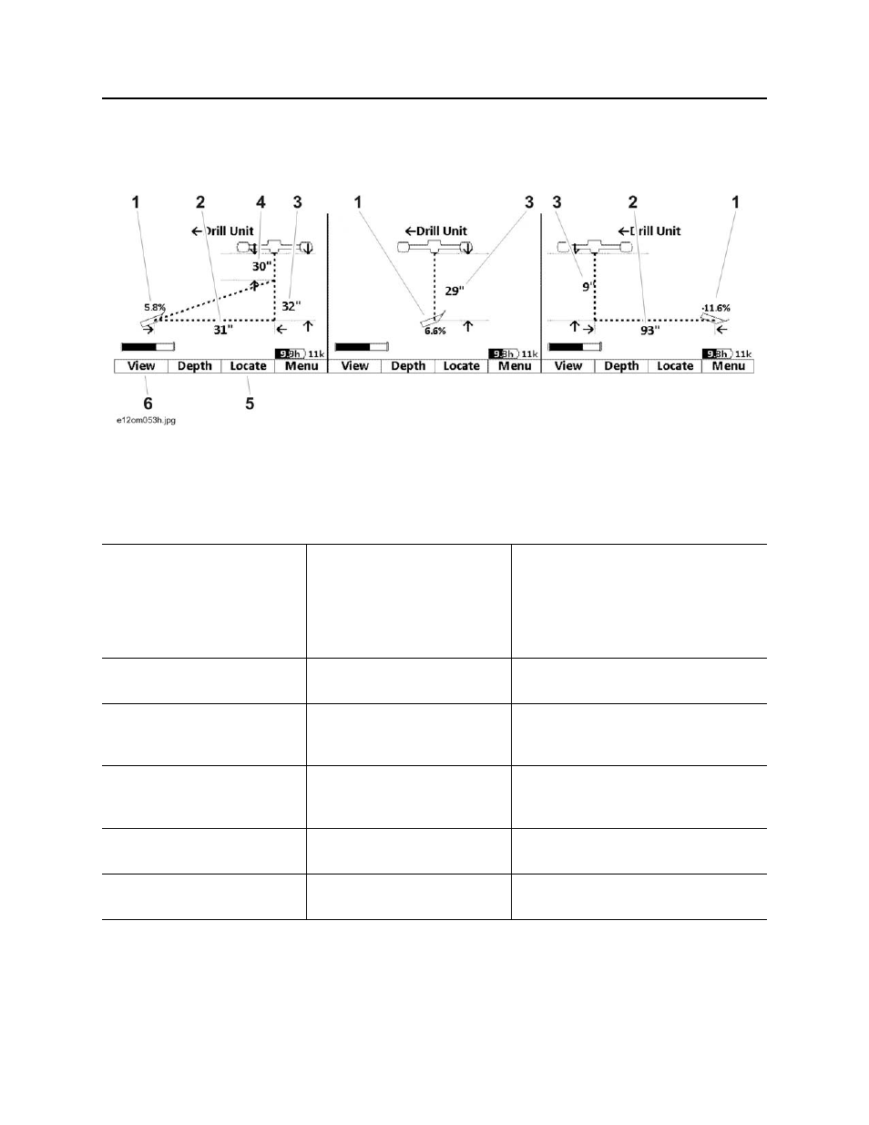 Drill-thru mode, Drill-thru view screen, 8500 tracking system operator’s manual | Ditch Witch 8500 User Manual | Page 44 / 77