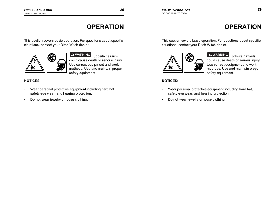 Operation | Ditch Witch FM13V User Manual | Page 29 / 46
